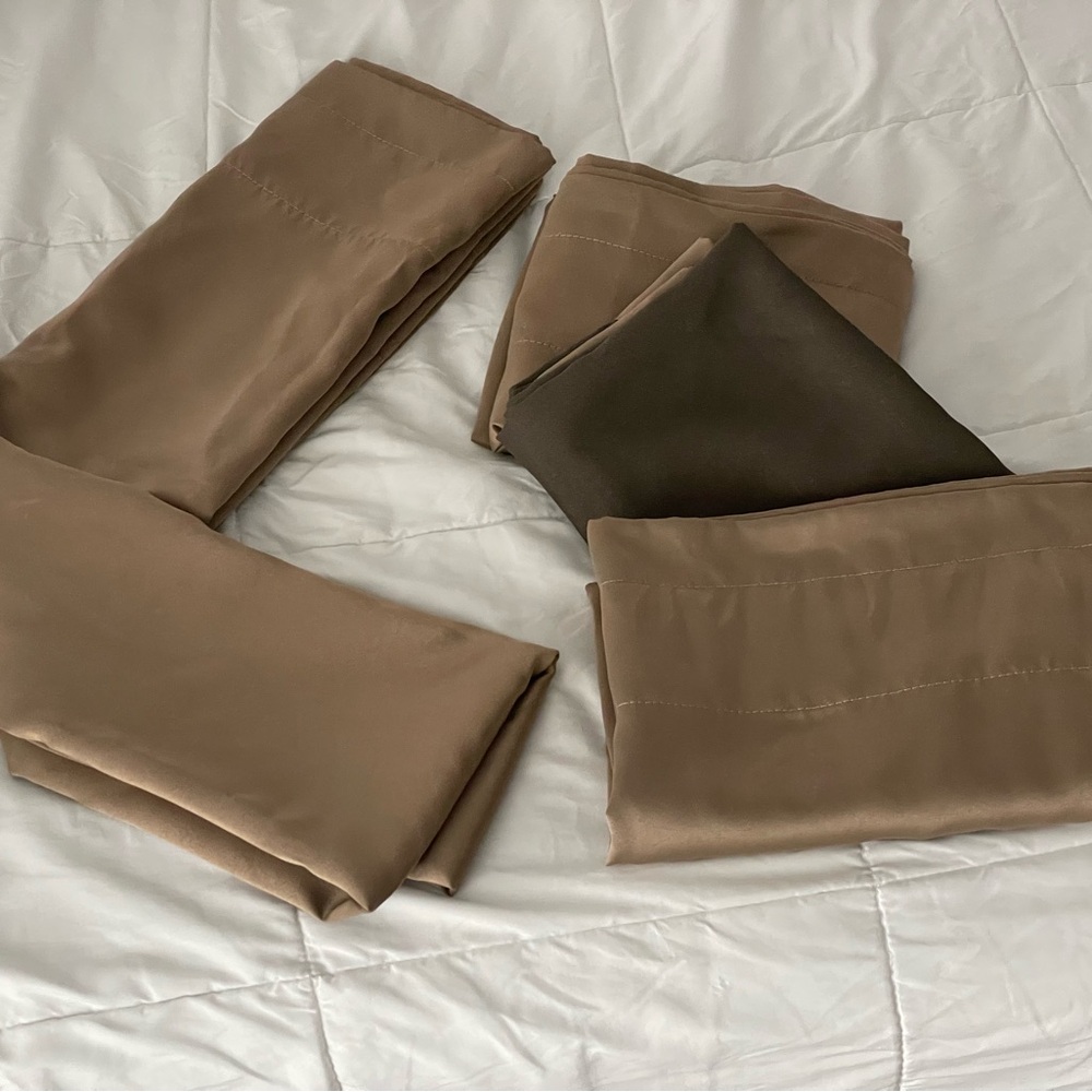 Bronze semi black curtains, lot of 4, 54W x 62L